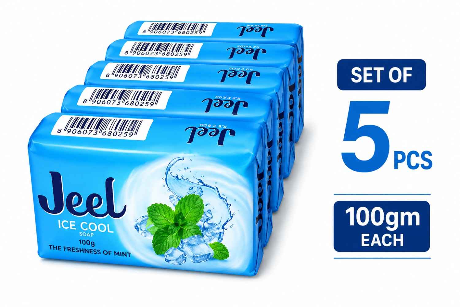 JEEL Ice Cool Soap with Richness of Mint 100GM (Pack of 5) |